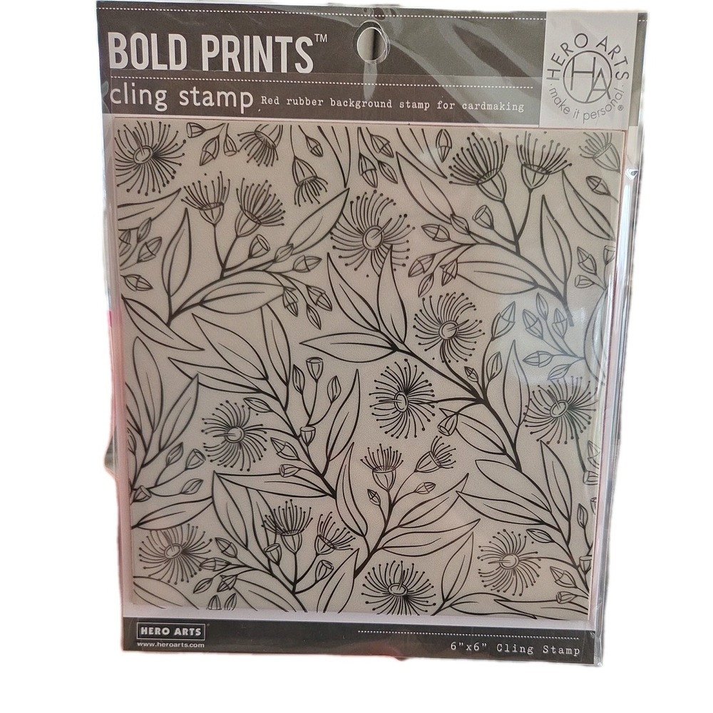 Hero Arts Eucalyptus 6x6 Background Cling Rubber Stamp Bold Prints